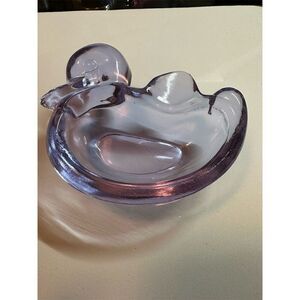 Vintage Handblown Purple Glass Duck Figurine Dish Bowl